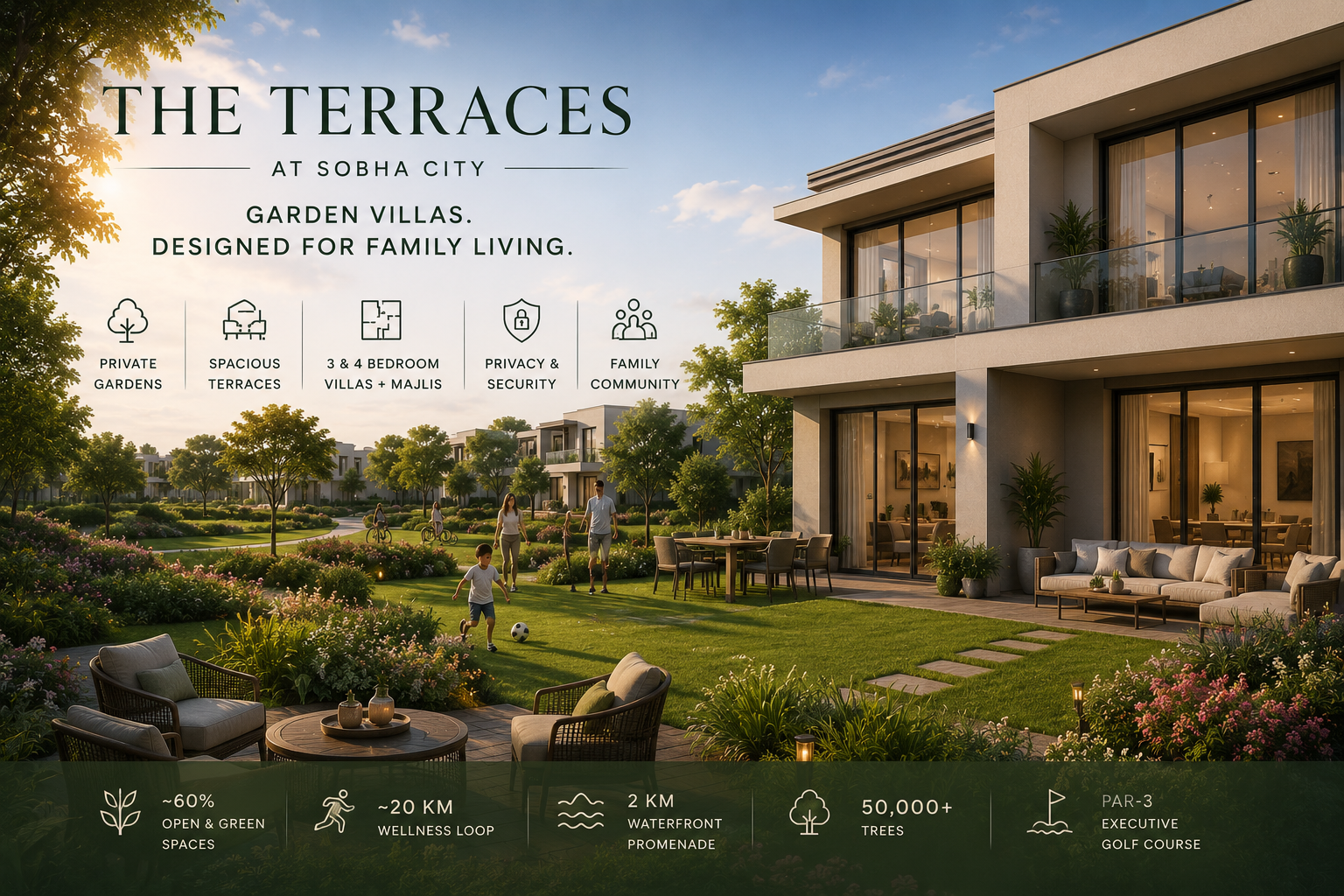 The Terraces at Sobha City Abu Dhabi: Garden Villas for Elevated Family Living